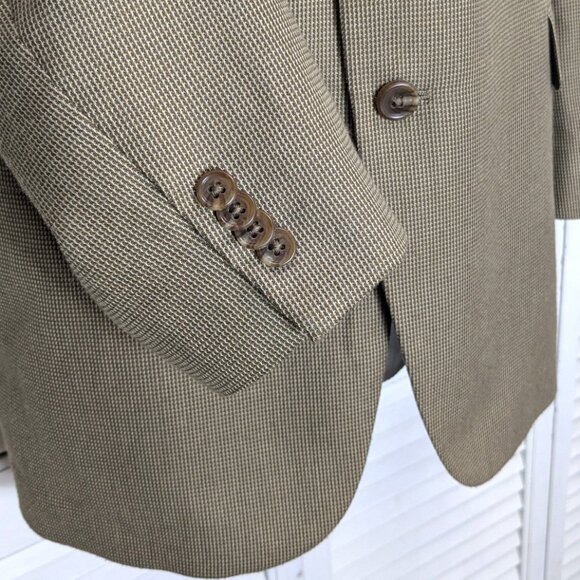 MICHAEL KORS Mens Blazer Sport Coat Size 48L Brown Tan Micro Check 2 button - Picture 4 of 16